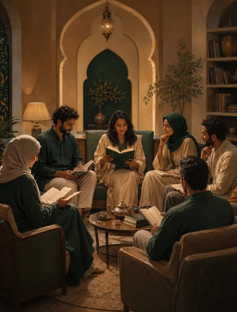 مجموعة من القرّاء يتشاركون قراءة القصص